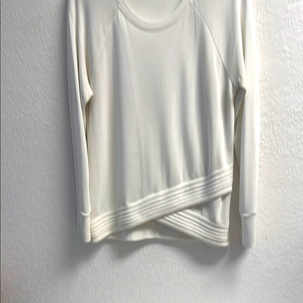 Athleta Modal White Asymmetrical Ribbed Long Sleeve light sweater sweatshirt M - Picture 2 of 7
